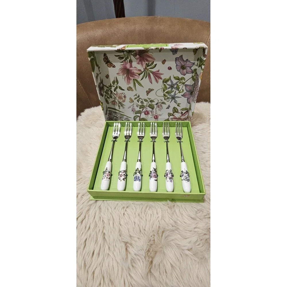 Portmeirion Botanic Garden Pastry Forks - Set of 6 NIB